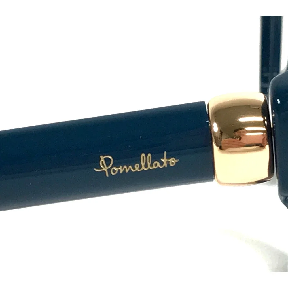 Pomellato Eyeglasses Frames PM0121O 004 Shiny Blue Butterfly Full Rim 52-19-140